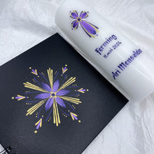 Load image into Gallery viewer, ÍSLANDSKLUKKA - kerti+bók <br> <small>Fjólublátt, svart og gull </small>