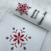 Load image into Gallery viewer, ÍSLANDSSÓL - kerti+bók <br> <small>Rautt, svart og silfur </small>