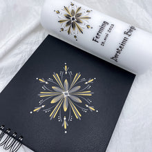 Load image into Gallery viewer, ÍSLANDSKLUKKA - kerti+bók <br> <small>Dökkgrátt, svart og gull, ekki glimmer </small>