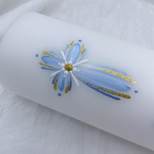 Load image into Gallery viewer, ÍSLANDSSÓL - kerti+bók <br> <small>Ljósblátt og gull </small>