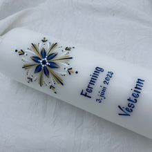 Load image into Gallery viewer, ÍSLANDSKLUKKA - kerti+bók <br> <small>Dökkblátt, hvítt og gull<br>ekki með glimmeri </small>