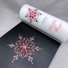 Load image into Gallery viewer, ÍSLANDSSÓL - kerti+bók <br> <small>Rautt, svart og silfur </small>