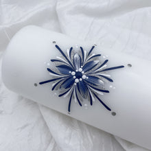 Load image into Gallery viewer, GEISLASÓL - kerti+bók <br> <small>Dökkblátt og silfur </small>