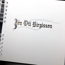 Load image into Gallery viewer, gestabók myndaalbúm handmálað tilefni ferming skírn brúðkaup skrautritun skrautskrift skrautskrifað skrautritað fallegt student útskrift