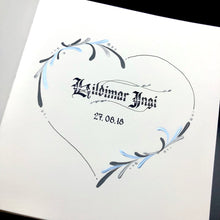 Load image into Gallery viewer, skrautritun calligraphy lettering gothic blackletter skrautskrift brúðkaup skírn marriage