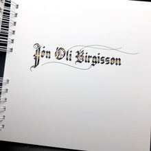 Load image into Gallery viewer, skrautritun calligraphy lettering gothic blackletter skrautskrift gestabók ferming skírn útskrift stúdent viðburðir tilefni