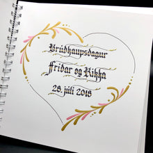 Load image into Gallery viewer, skrautritun calligraphy lettering gothic blackletter skrautskrift brúðkaup skírn marriage