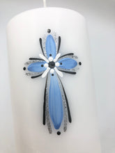 Load image into Gallery viewer, ÍSLANDSSÓL - kerti+bók <br> <small>Ljósblátt, svart og silfur </small>