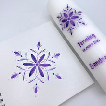 Load image into Gallery viewer, ÍSLANDSSÓL - kerti+bók <br> <small>Fjólublátt og silfur</small>