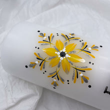 Load image into Gallery viewer, ÍSLANDSÓL&lt;br&gt;&lt;small&gt;Heitur gulur, svart og silfur&lt;br&gt;&lt;/small&gt;
