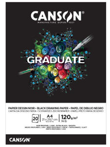 CANSON GRADUATE<br>Drawing paper Black<br><small> A4 - 20 bls - 120g/m2</small>