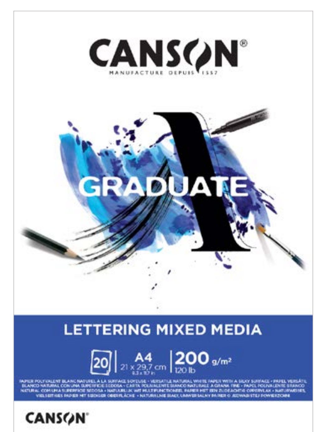 CANSON GRADUATE<br>Lettering mixed media<br><small>A4 - 20bls - 200g/m2</small>
