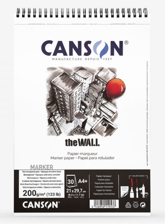CANSON - THE WALL<br>Marker paper<br><small> A4+ - 30 bls - 200g/m2</small>