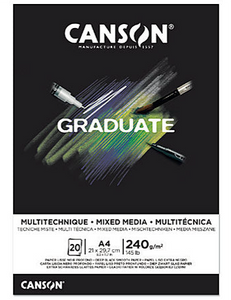 CANSON GRADUATE<br>Mixed Media Black<br><small> A4 - 20 bls - 240g/m2</small>