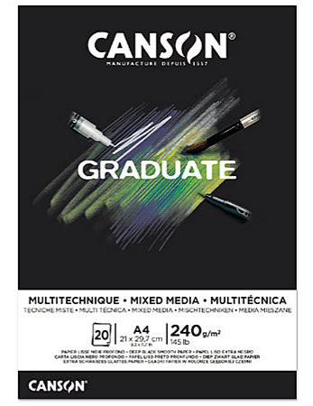 CANSON GRADUATE<br>Mixed Media Black<br><small> A4 - 20 bls - 240g/m2</small>