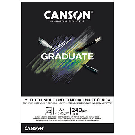 CANSON GRADUATE<br>Mixed Media Black<br><small>Pappírsblokk A4</small>